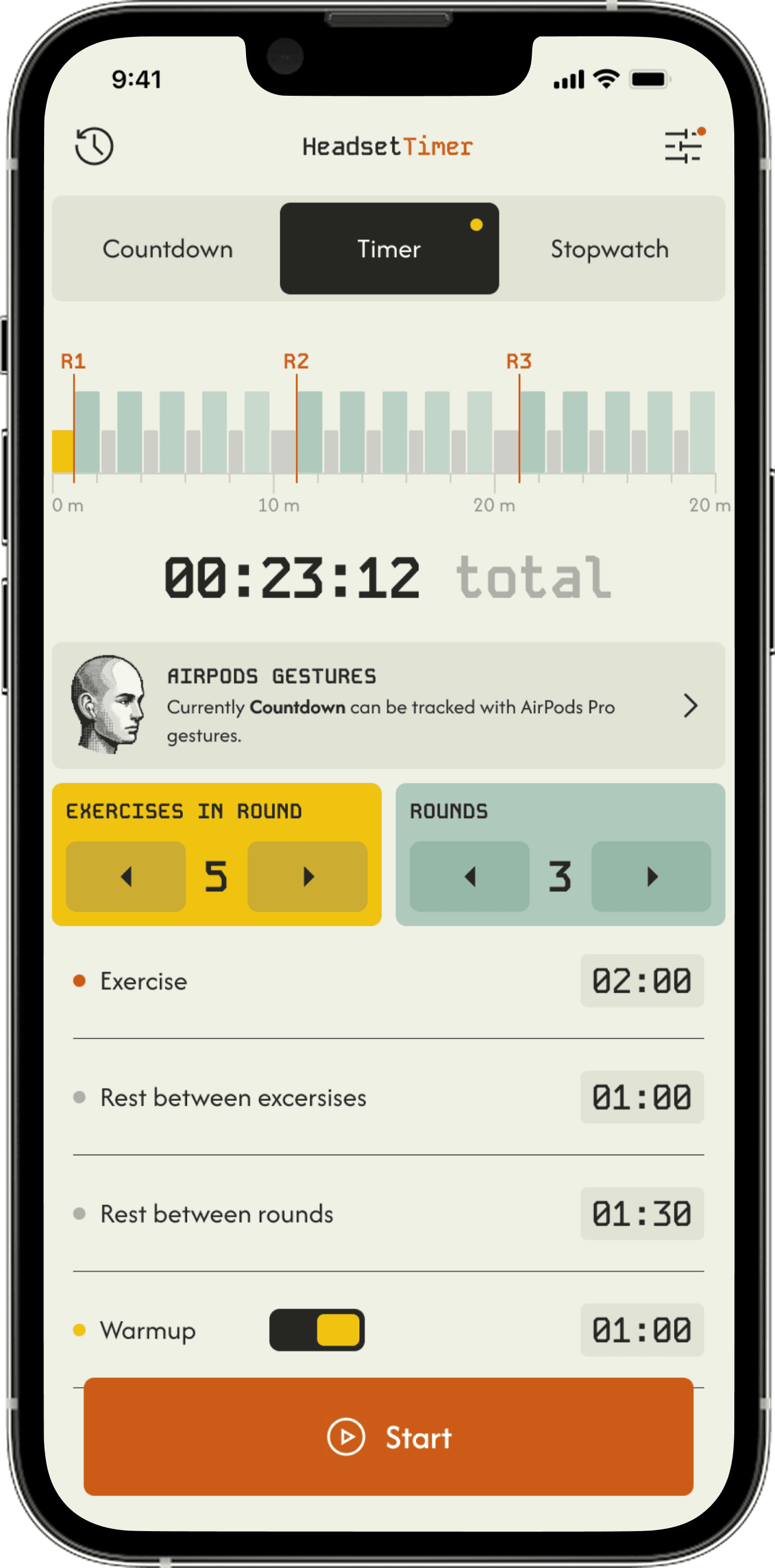 Headset Timer screen 2